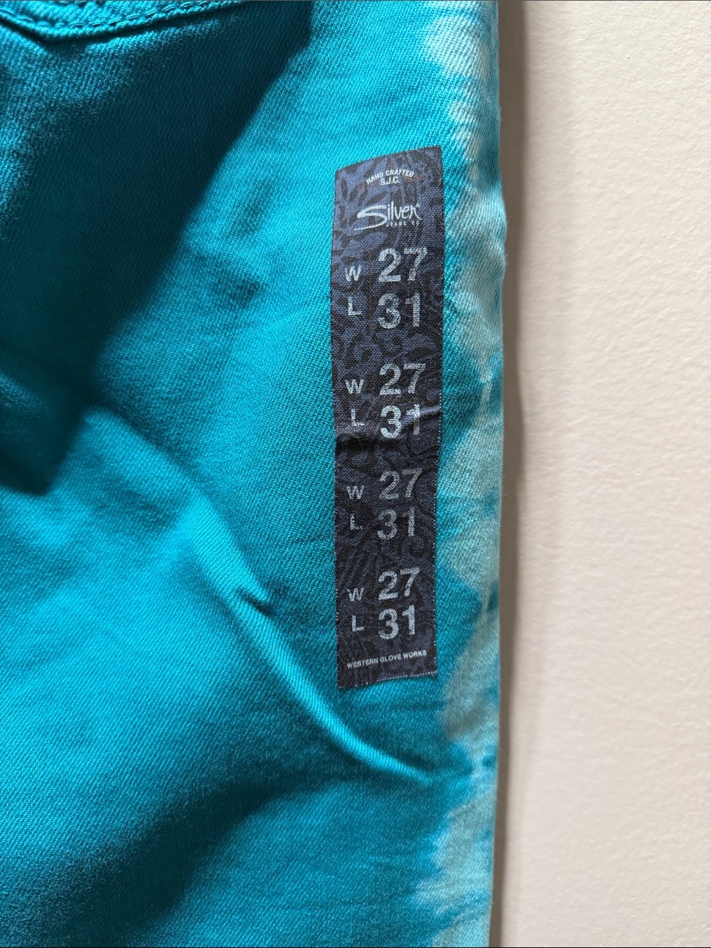 Silver Jeans Women's Teal Tie-Dye Skinny Jeans - Picture 6 of 8